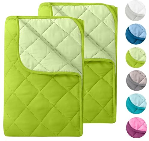 wometo 2er Set Microfaser Sommer Steppbett 155x220 Oeko-TEX grün 95° | kochfeste Sommerbettdecke Leichtsteppbett für Camping im Wende-Design I ohne Bezug verwendbar I farbig & bunt, im Doppelpack