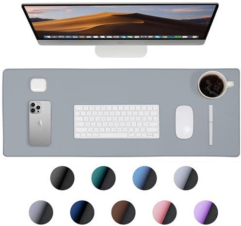 ALOANES Waterproof Mouse Pad with Durable Stitched Edge, Large Gaming Keyboard Pad, Non-Slip Rubber Base Mouse Mat, Extended Desk pad for Gamer, Office & Home, Gray Mousepad 27.6''x11.8''x0.12''