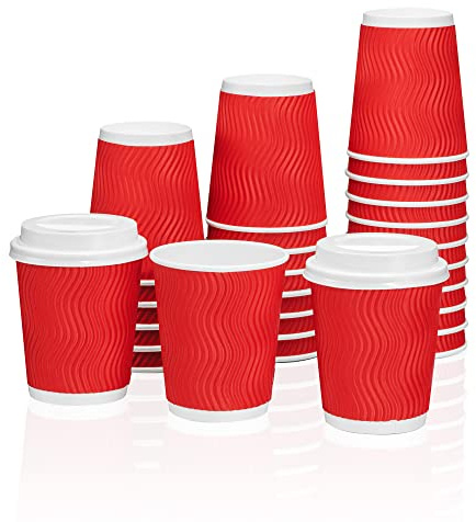 MH QUALITY Kaffeebecher To Go 300ml ohne Deckel - 500x Hochwertige Einweg Pappbecher | Coffee To Go Becher, 0,3l - Rot