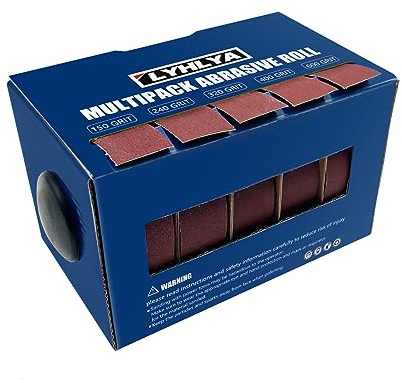 Assortiment de rouleaux de papier abrasif, 5 grains émeri avec distributeur de 150, 240, 320, 400, 600, grains variés pour polissage du bois et du métal, chaque rouleau de 2,5 cm x 5 m