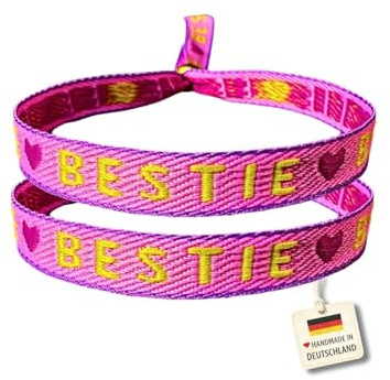 happymaker Stoffarmbänder mit Statement im Boho Style für Frauen und Männer, wasserfest, handmade in Deutschland, Festival Armband