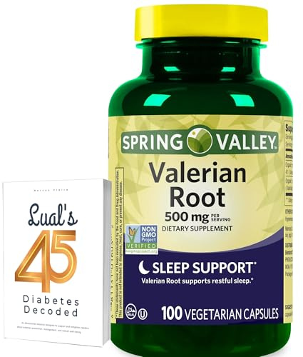 Spring Valley Valerian Root 500 mg, Vegetarian Capsules, 100 Count, Natural Relaxation & Calmness Bundle with Lual's 45 Diabetes Decoded