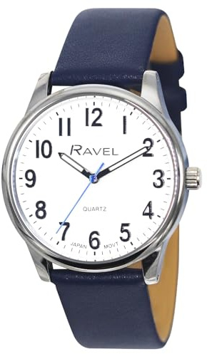Ravel Plus - Extra Long Life Men's Everyday Watch with Microfibre Leather Strap - Japanese Analogue Quartz - RP005M - Blue/Silver Tone