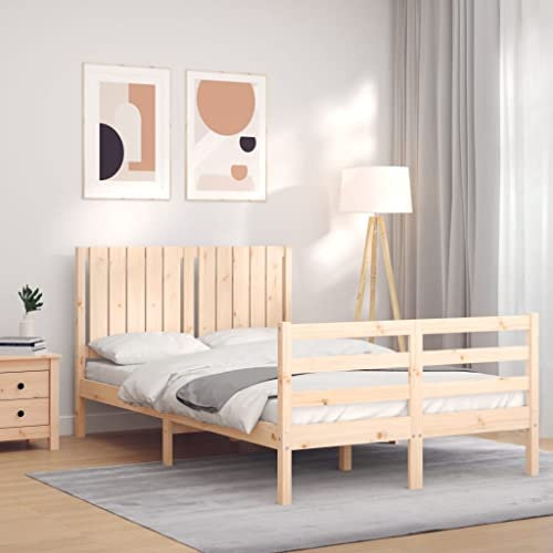 BUKSCYJS Palettenbett,Modernes GäStebett Massivholzbett Mit Kopfteil 4ft Small Doublegeeignet FüR Wohnzimmer, Schlafzimmer, Lounge, Balkon, Sofa, Wohnung, GäStezimmer
