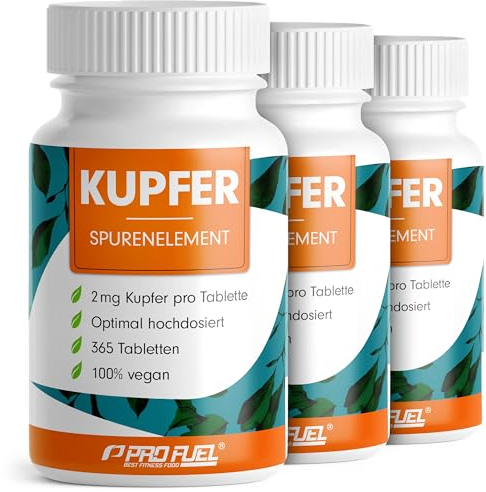 Kupfer Tabletten 3x365 mit 2 mg Kupfer aus hochwertigem Kupferbisglycinat - optimal hochdosiert - frei von künstlichen Farbstoffen - hochdosiert 3 x 365