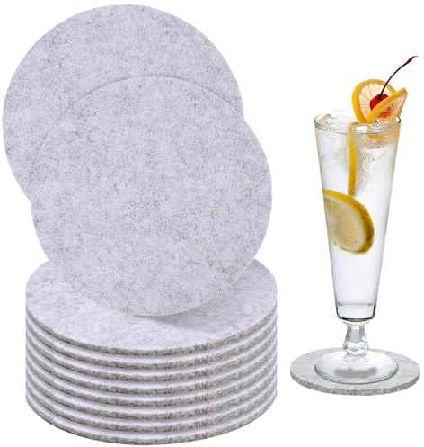 10 Pièce Dessous-Verres Ronds en Feutre, sous-Verres Rond Antidérapant, Dessous de Verres en Feutre, sous-Verres Gris, pour Café, Bière, Tasse, Vin (avec Boîte de Rangement)