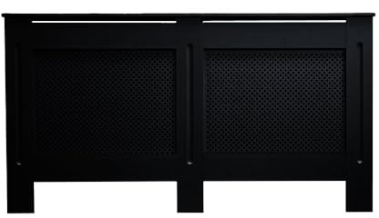 AIRWAVE Radiator Cover Diamond Cut Style Matt Black MDF Wood Radiator Heating Covers Cabinet Shelf Heating Covers for Living Room Hallway Office and Bedroom. (Large)