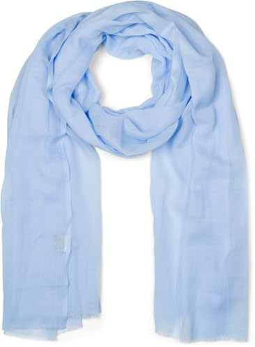 styleBREAKER Damen Schal Leicht & Transparent mit kurzen Fransen | Einfarbiges Halstuch für Frühling und Sommer | Weiches großes Schultertuch 188 x 100 cm, Farbe:Hellblau