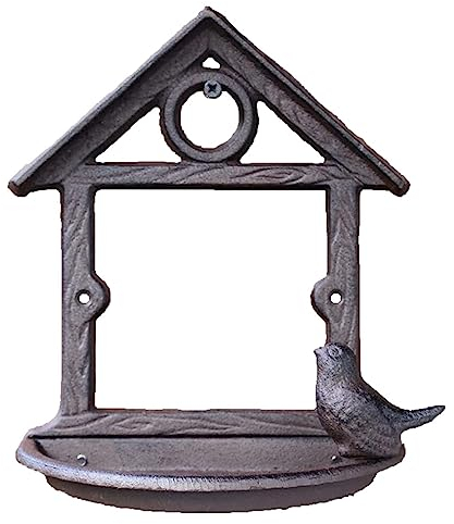 Vogelfutterhaus Vogelfutterspender Rustikales Vogelfutterhaus Aus Gusseisen, An Der Wand Befestigte Aufbewahrungsschale Mit Vogelfiguren, Gartendekoration Futterhaus für Vögel Vogelfutterstation