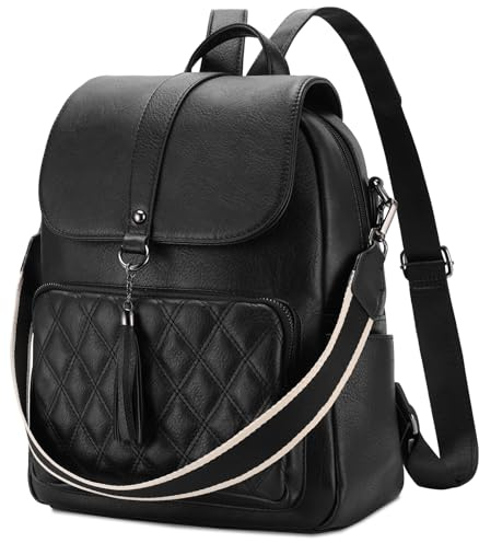 VX VONXURY Sac à Dos Femme Cuir PU avec Rabat Magnétique - Poche Arrière Zippée Sécurisée et Sangles Amovibles - Convertible en Bandoulière Élégante - Pour Bureau, Campus, Voyage