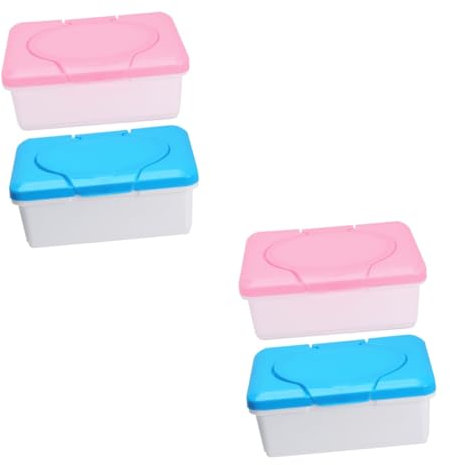 MUCKLILY 4stücke Wiederverwendbare Feuchttuchboxen Staubdichter Aufbewahrungskasten Für Feuchttücher Praktischer Organizer Für Haushalt Und Büro Und Blau