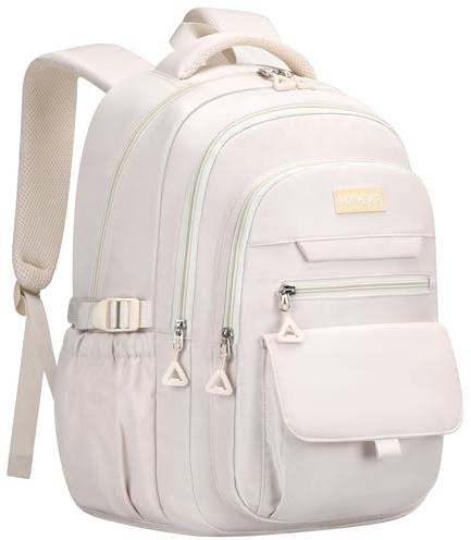 HORHEAR Zaino scolastico per ragazze, zaino estetico per le donne carino Bookbag Preppy College, Beige, Standard, Stile semplice