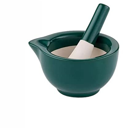 Mörser & Stößel Mörser- und Stößel-Set aus Porzellan, dunkelgrüner Mörser und Stößel, Gewürz-Kräutermühle, Tablettenbrecher, Küchen-Mahlschüssel for Mischen von Gewürzen Mörser mit Stößel Set(Klein)