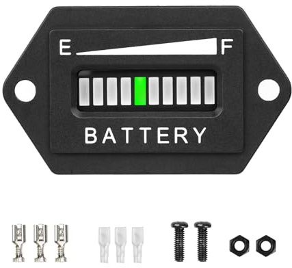 NInE-ROnG 12/24V 36V 48V batteria indicatore misuratore, impermeabile IP68, piombo acido batteria capacità misuratore uso per carrello da golf, carrelli elevatori, auto stella (BI001-1) (48V)