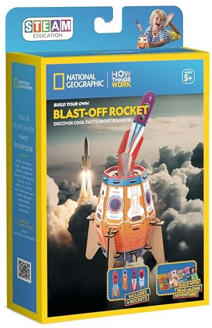 National Geographic Build Your Own Blast Off Rocket Educational Kit Age 5+, 16 cm x 25.8 cm x 6 cm