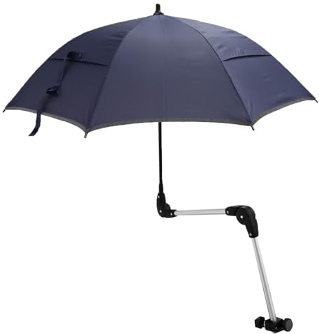 bescomedical Rollatorschirm - Schutz bei Wind, Regen & Sonne - Blau | Schutz für Rollatoren mit Windsicherung & Reflektor-Rand - verstellbarer Halterung & Fiberglas-Gestänge - Made in Germany