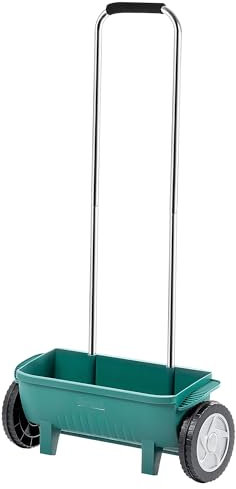 KADAX Streuwagen 12L, Düngerstreuer mit Rädern, Streuer für gleichmäßiges Ausbringen von Rasendünger, Rasensamen, Rasenkalk und Streusalz, Handstreuer