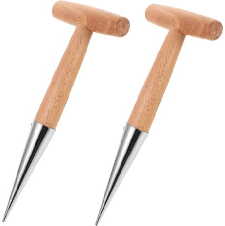 Plantoir de Jardin Portable à Manche en Bois, Lot de 2 Pièces