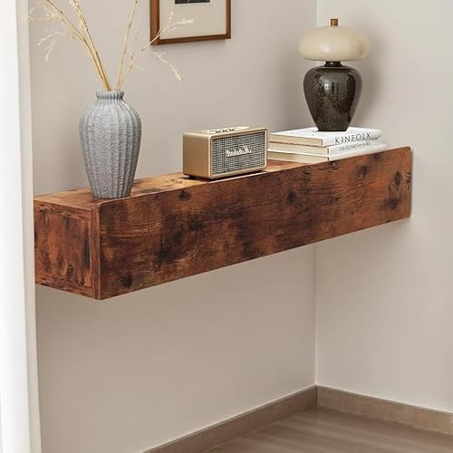 Pmnianhua Table Console d'Entrée en Bois Massif Flottant, Table d'entrée étroite montée sur Le Mur avec étagère de Stockage, étagères Modernes de canapé Petites Tables d'entrée pour l'entrée, Couloir