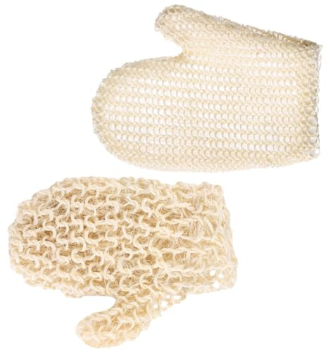 CTIRCHIU 2pcs Shower Mitts Exfoliating Gloves for Shower Whole Sisal Hemp Soft Body Scrubbing Mitts Create Rich and Thick Foams Beige Modern Cute Bathing Accessories for Adult Unisex