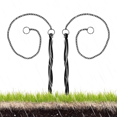Tige de maintien robuste pour chaîne de pluie | Accessoires pour la collecte de l'eau de pluie – Lot de 2 tiges de support pour système de drainage extérieur, jardin, tonnelle, collecte d'eau de pluie