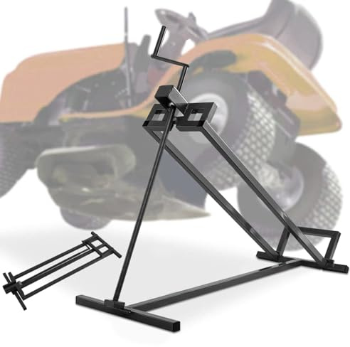 COSTWAY Folding Ride On Lawn Mower Lift, 400kg Height Adjustable Lifting Device, Telescopic Maintenance Jack Lifter for Lawn Mowers and Garden Tractors (Black)