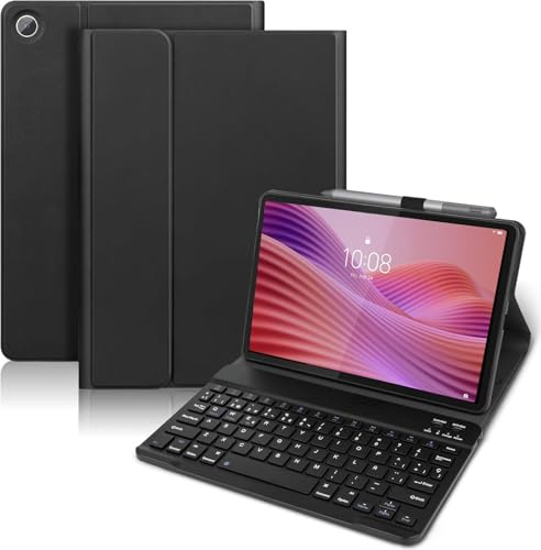 KTOITION Funda con Teclado para Lenovo Tab 10.1 2025,Bluetooth inalámbrico Desmontable Funda Protectora Delgada para la Tableta Lenovo Tab 10.1 Pulgadas 2025 (TB-311FU/TB-311XU) (Negro)