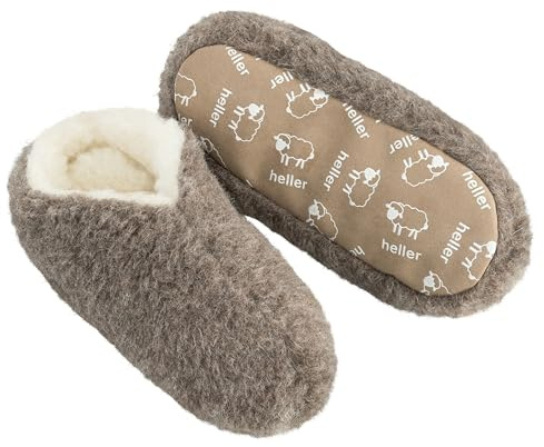 Ullpantoletter av 100 % fårull – Öko-Tex Standard 100 – tillverkade i Tyskland – unisex, Brun vit, 46/47 EU