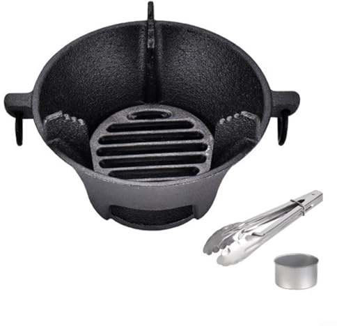 Lawnoval Cast Iron Charcoal Stove with Thickened Base for Even Heat, Portable Korean Cooktop and Japanese Barbecue Grill for Outdoor Cooking(19.5cm)