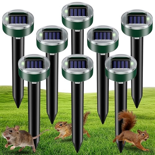 2026 Upgraded Mole & Snake & Skunk & Rabbit Repellent Solar Powered, Ultrasonic Deterrent, IP66 Waterproof, Effective Get Rid of Gopher Raccoon Vole Groundhog Chipmunk for Yard Lawn Garden (8)