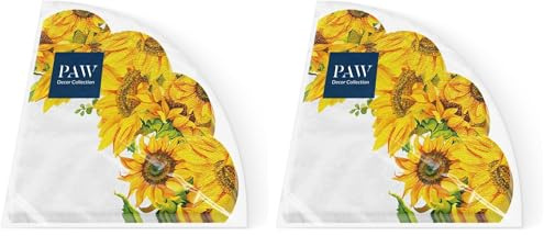 PAW - Servietten 3-lagig (32 cm Durchmesser) I 12 Stück I Geburtstag, Partys, Meetings I Herbst Tischdekoration I Runde Seidenservietten - Sonnenblumen Gelbe I Dancing Sunflowers (Packung mit 2)