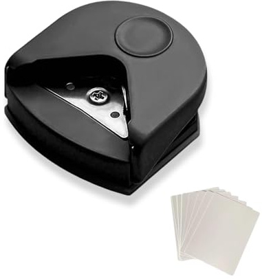 fKiZanthene Eckenstanzer R4 mm für Papier und Karten, Eckenabrunder mit Edelstahlklinge und Auffangbox, Stanzer zum Ecken Abrunden für Scrapbooking Kartenbasteln und Papierarbeiten