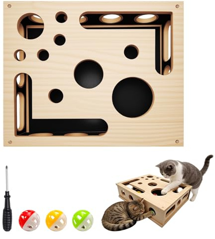 Caja de Empleo para Gatos, Rompecabezas de Madera, Juguete Interactivo para Gato, Tabla para rascar, para Interior, para Gatos, Gatos domésticos, Juguete para rascar, Caja de Juego