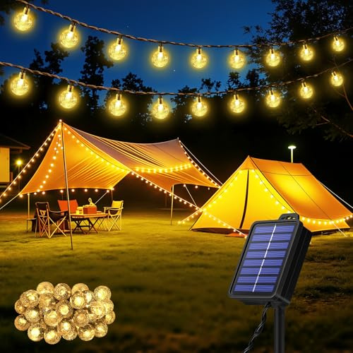 Realky Guirnaldas Luces Exterior Solar, 30 LED 8.1M Guirnalda Luces Solares con Función de Memoria, 8 Modos IP65 Impermeable Cadena de Luz Solar para Jardín, Patio, Navidad, Fiesta - Blanco Cálido