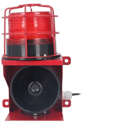 Sirène d'alarme sonore et Lumineuse Industrielle avec Signal sonore de 115 DB et Avertissement visuel stroboscopique LED, Haute Puissance 15 W, boîtier en Alliage d'aluminium et (Prise UE 220V)