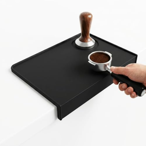 Espresso Tamping Mat, Coffee Tamper Mat, Black Food Grade Silicone Pad, Coffee Tamp Station, Espresso Accessory, 8Inch X 6Inch Coffee Tamping Mat, Waterproof and Heat Resistant (Black)
