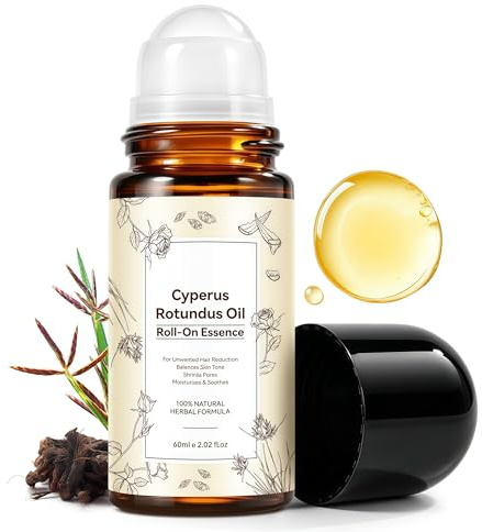 Cyperus Rotundus Oil Roll-On, Cyperus Oil, Cyperus Rotundus Oil for Hair Removal, Reduces Unwanted Hair Growth, Moisturizes & Soothes Skin, Shrink Pores, Shrink Pores, for All Skin Types, Cyperus