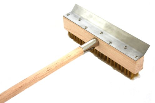 Pizzaofenschaber mit Messingbürste Reinigungsbürste Pizzaofen Pizzaofenschaber aus Holz 25 cm breit mit stabiler 3 cm hohe Messingbürste
