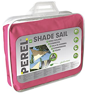 Perel Voile d'ombrage, Toile ombrage, Toile extérieure terrasse, imperméable, Protection Contre UV, 3 Anneaux en O en Acier Inoxydable, 3.6 x 3.6 x 3.6 m, 160 g/m², Polyester, Triangulaire, Fuchsia