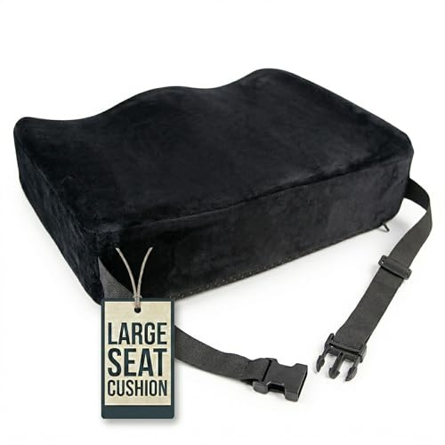 Aeris Large Seat Cushion for Office Chairs - Ergonomic Memory Foam Chair Cushion for Enhanced Comfort During Long Hours of Sitting &Driving - Ideal for Car&Truck Seats,Wheelchairs -With Washable Cover
