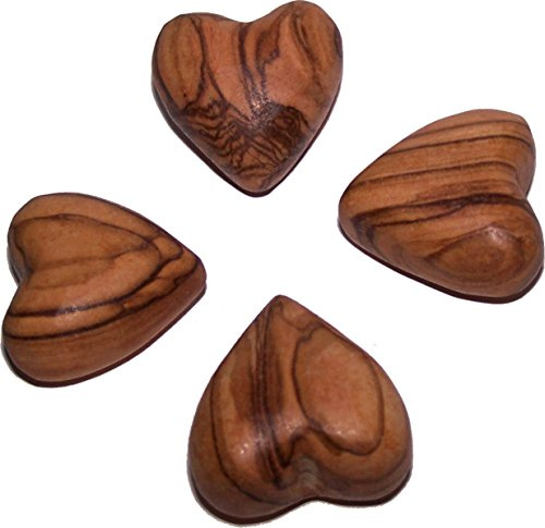 Holy Land Market Verschlungene Herzen aus Olivenholz, 3,2 cm, Set mit 4 Herzen | Handgefertigt in Bethlehem, Symbol der ewigen Liebe, christliches Geschenk, Zertifikat inklusive, Heimdekoration