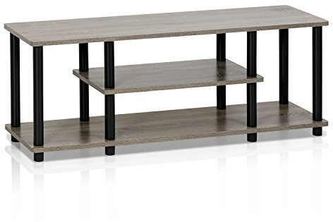 Furinno Turn-N-Tube No Tools 3D 3-Tier Entertainment TV Stands, French Oak/Black