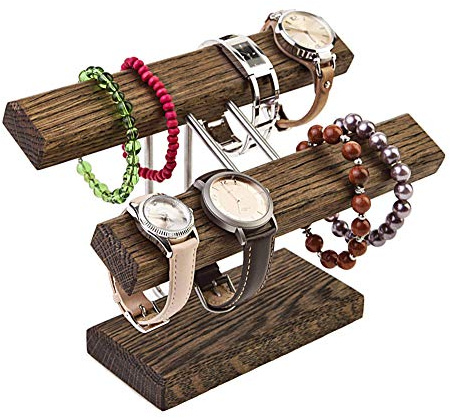 Design WOOD AND Steel made in germany Uhrenhalter Armbandhalter Schmuckhalter Schmuckständer Eiche schwarz geölt (Befestigung mittig)