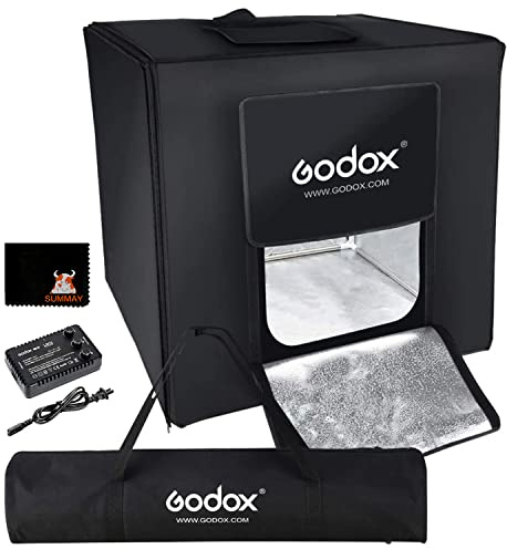 Godox LSD80 Mini LED Fotostudio 80 x 80 x 80 cm mit 2 Stück LED Lampenband Leistung 60 W 10000~11000 Lumen für Makro und Produktfotografie (LSD80)