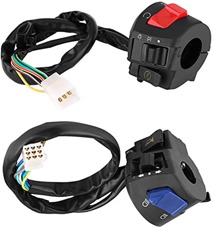 Interruptor del manillar de la motocicleta,Interruptor universal de montaje en el manillar izquierdo y derecho de la motocicleta con bocina y control de encendido 7/8 pulgadas 1 par