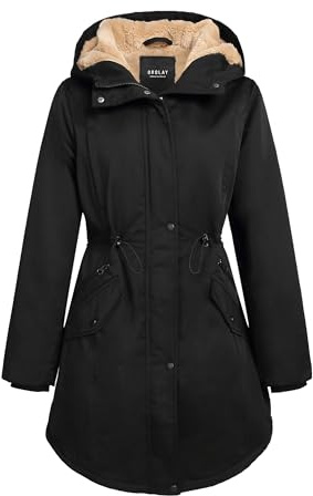 Orolay Women's Thicken Fleece Lined Parka Winter Coat Hooded Jacket with Pockets Pirate Black 2XL