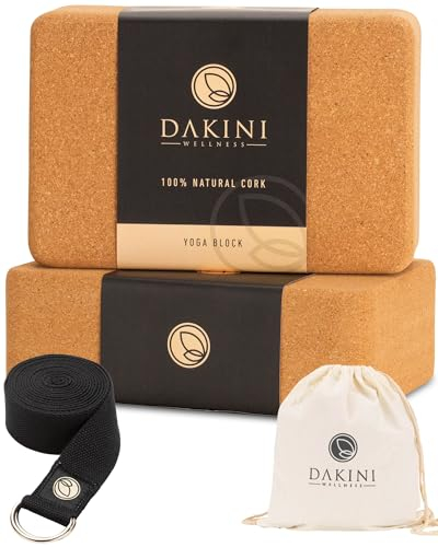 Yoga-Blöcke aus Kork, 2 Stück, mit Gurt und Tasche, Yoga-Blöcke, 22,9 x 15,2 x 7,6 cm, Yoga-Requisiten und Zubehör, Korkblöcke für Yoga