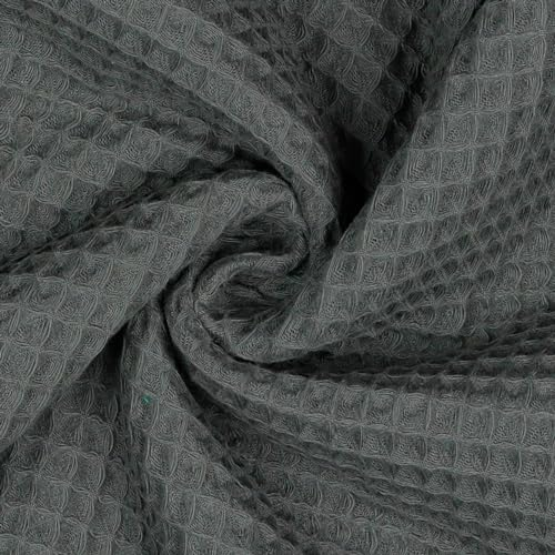 VmG-Store Våffelpiké, metervara, våffeltyg, 100 % bomullstyg, Oeko-Tex 100 (002 I antracitgrå, 100 x 150 cm)