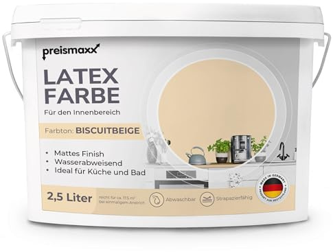 Preismaxx Latexfarbe Biscuitbeige abwaschbar hohe Deckkraft Wandfarbe matt 2,5l