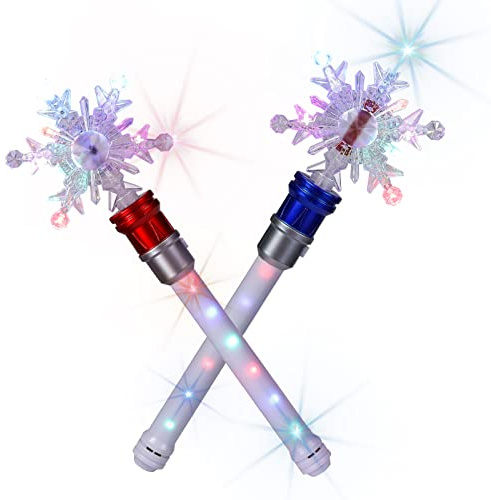 XJSGS- Light Up LED Wand Star Light Flashing Wands,Magic Wand Rotating Toy for Girls and Boys christmas & birthday gift (2pcs)